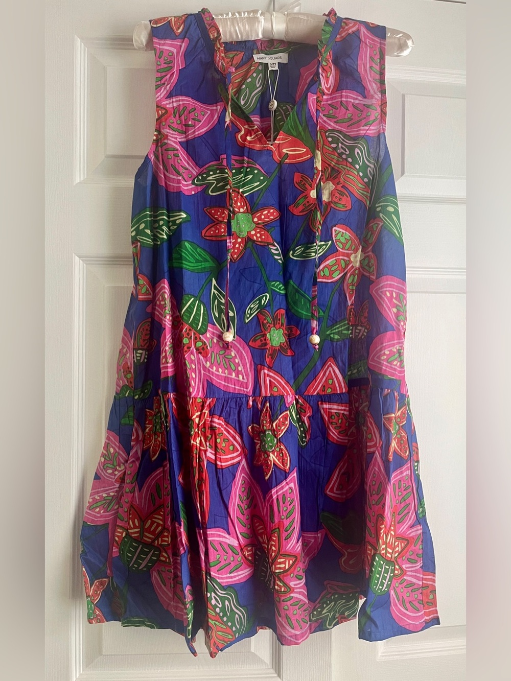 Mary Square Colorful Floral Beach Dress Size Small